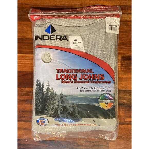 Indera Traditional Long Johns - Thermal Long Sleeve - Men Size 6XL NEW - Picture 1 of 2